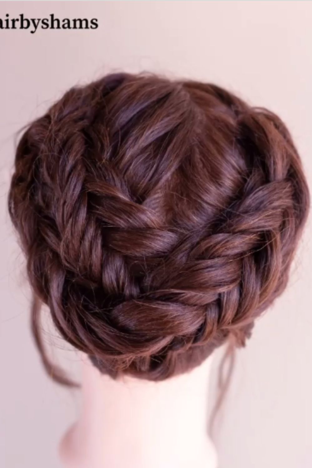 A mannequin with double fishtail French braids updo.
