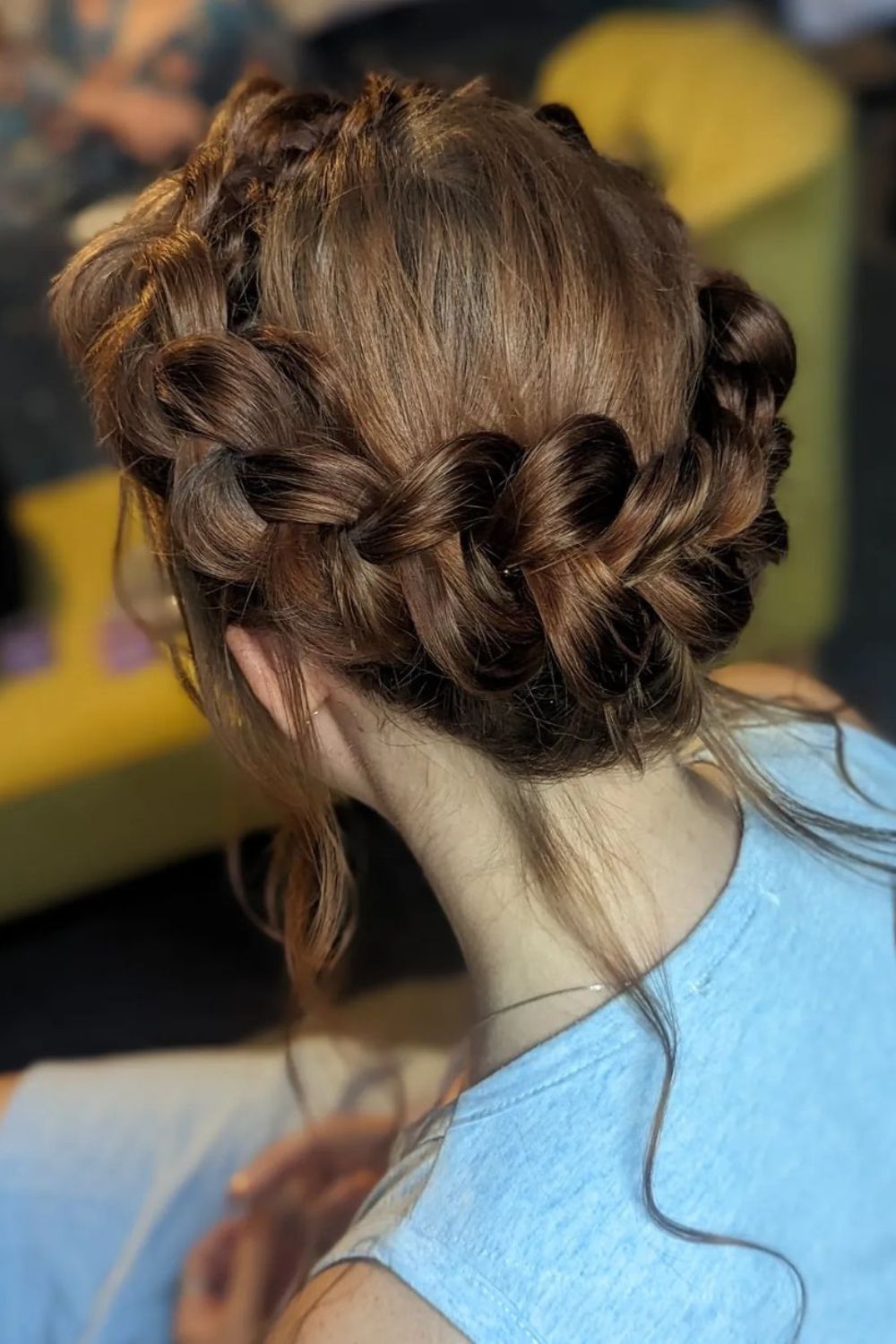 A woman with a halo braid.