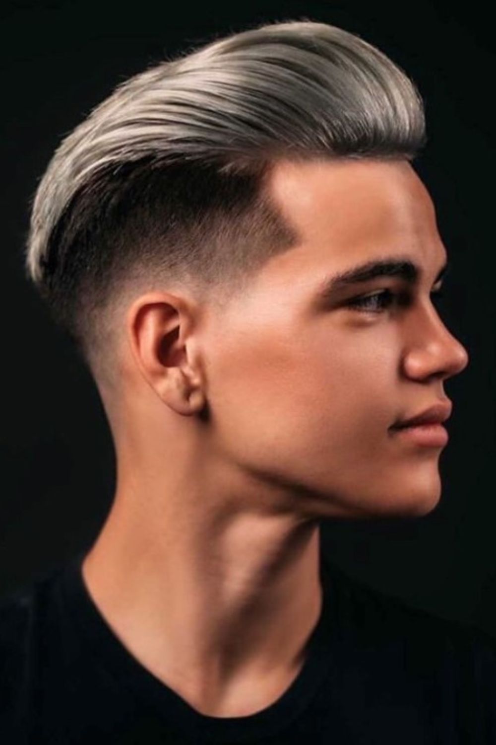 A man with a silver layered undercut.