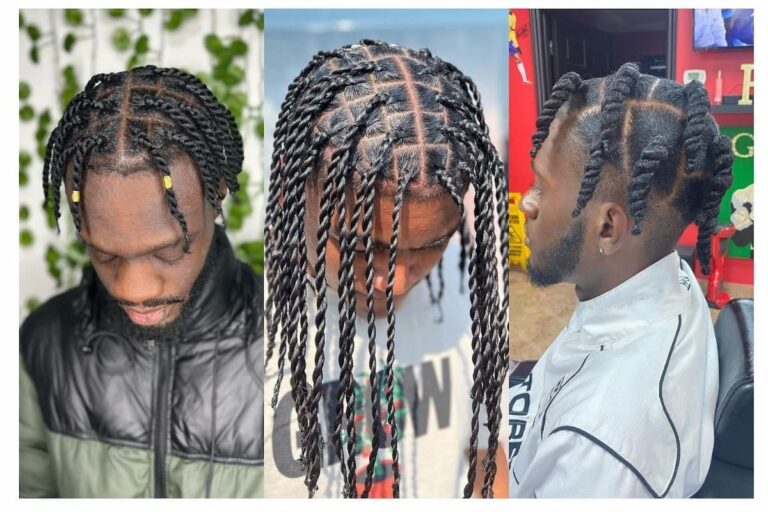 Collage of three men with twist hairstyles.