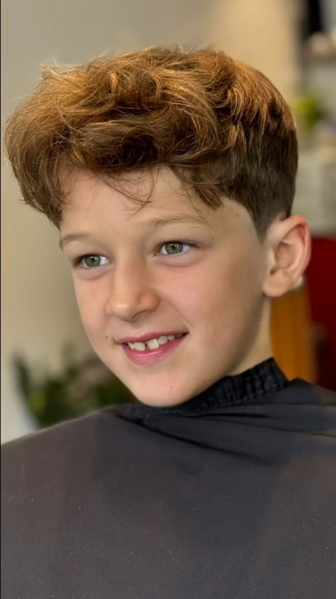 A boy with a wavy fringe.