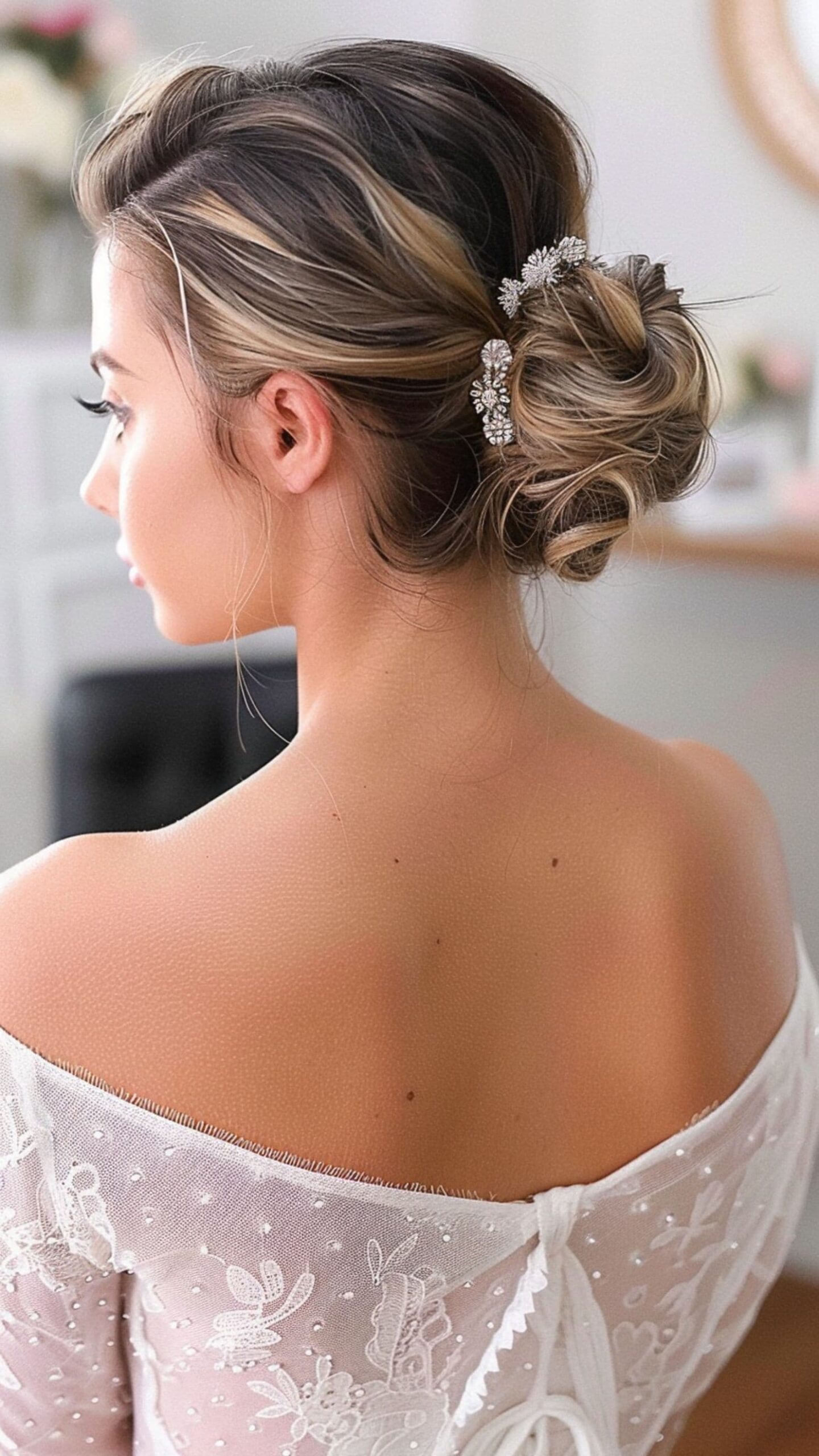 A woman modelling a textured updo.