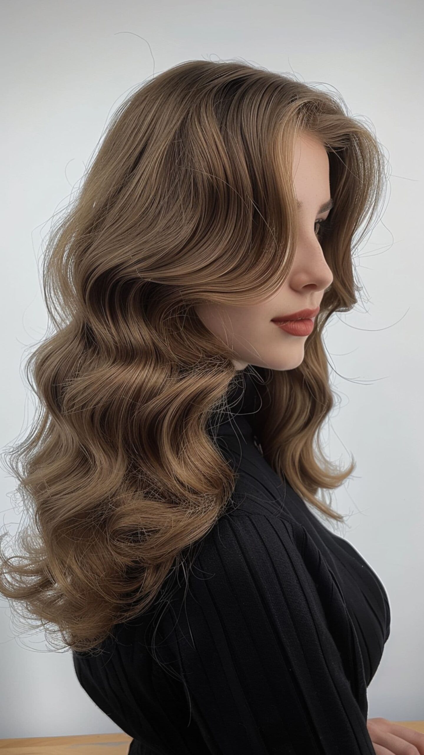 A woman modelling a hollywood waves hairstyle.