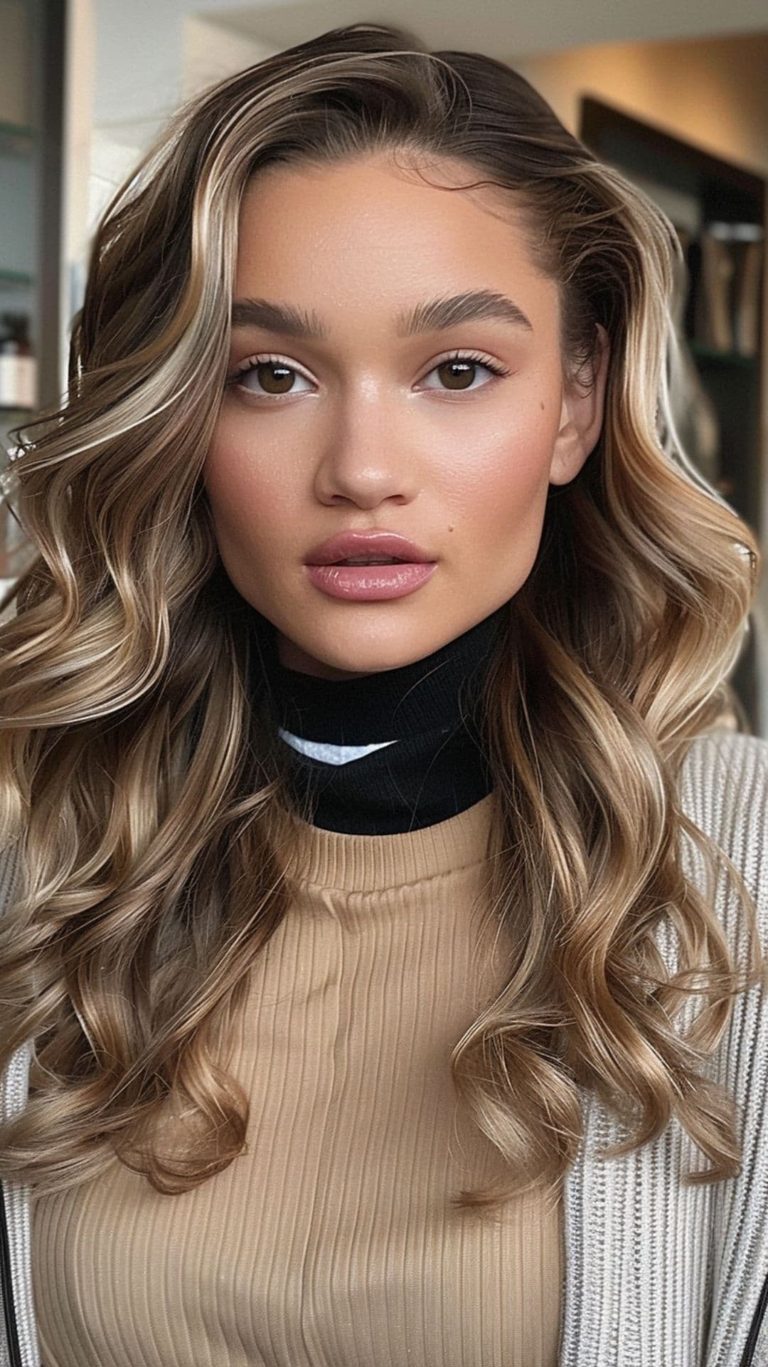 A woman modelling a soft waves with side part.