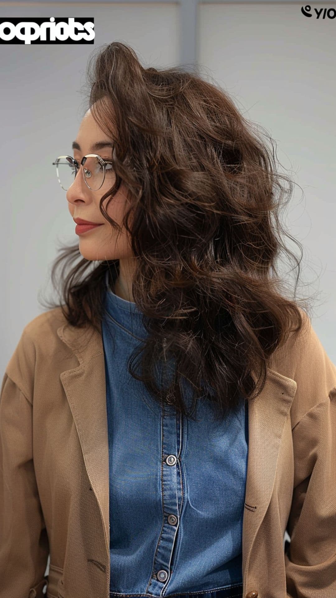 An old woman modelling a layered cut with subtle curls.