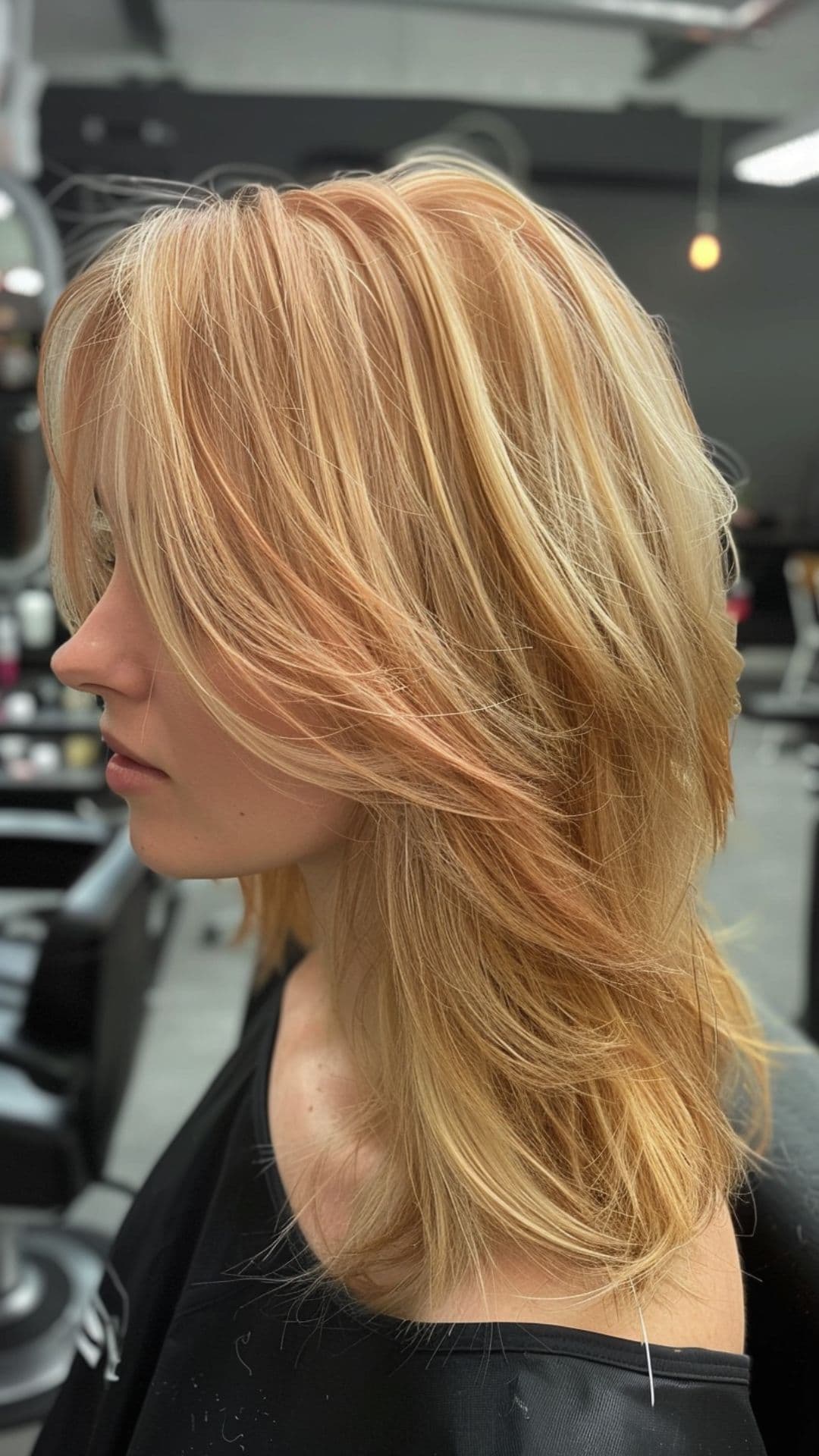 A woman modelling a subtle rose gold highlights.