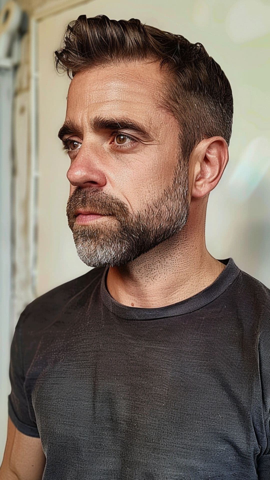 A man modelling an undercut with beard.