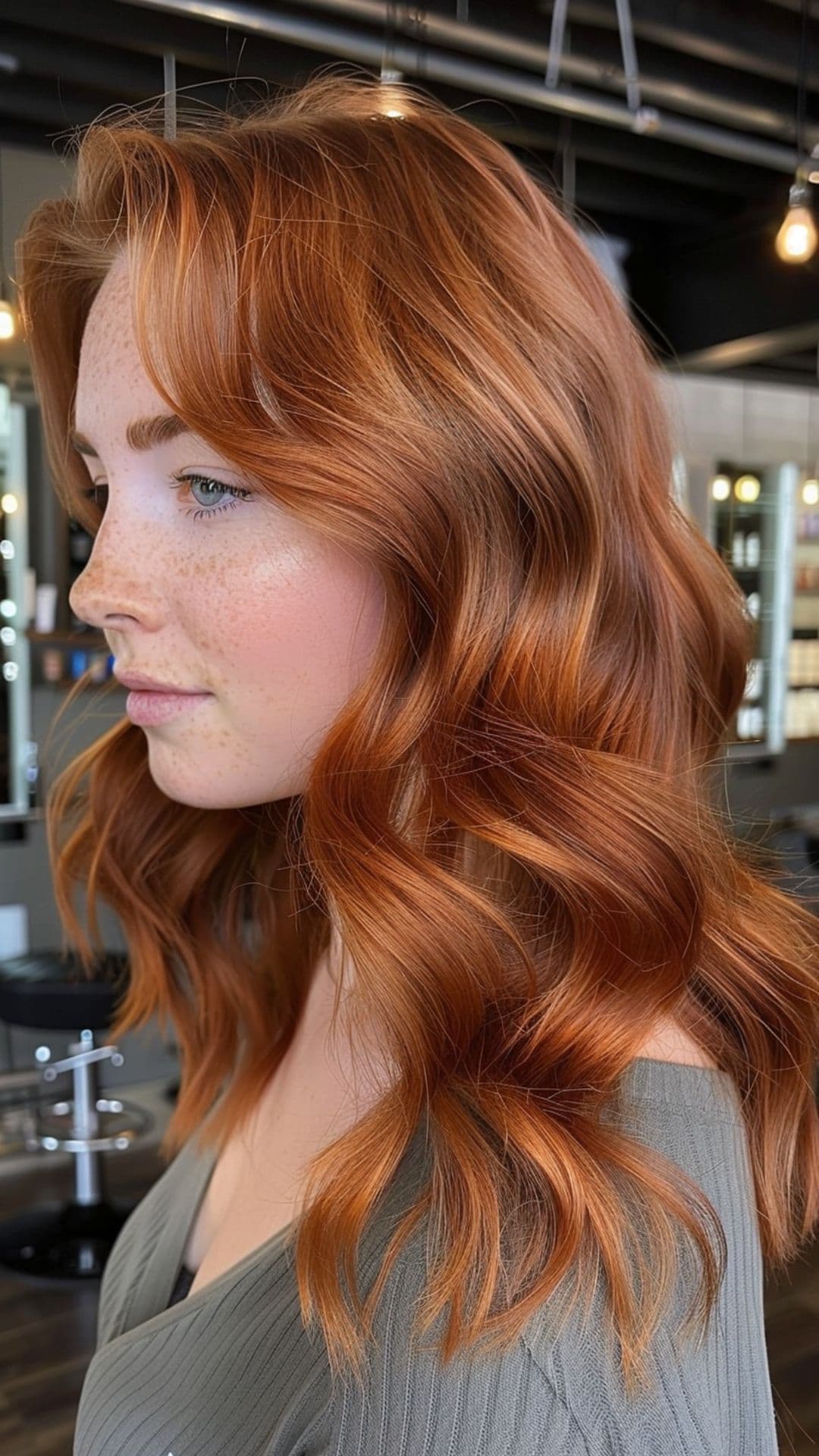 Uma mulher modelando uma coloração de cabelo com especiarias e canela.