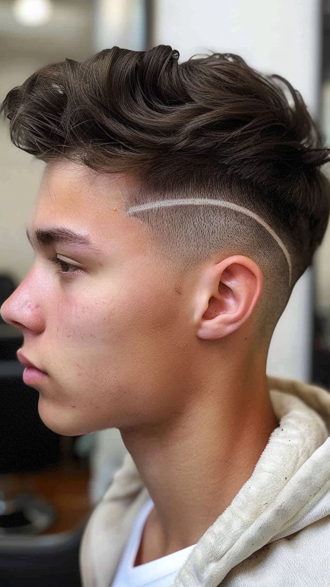A man modelling a disconnected undercut hair.