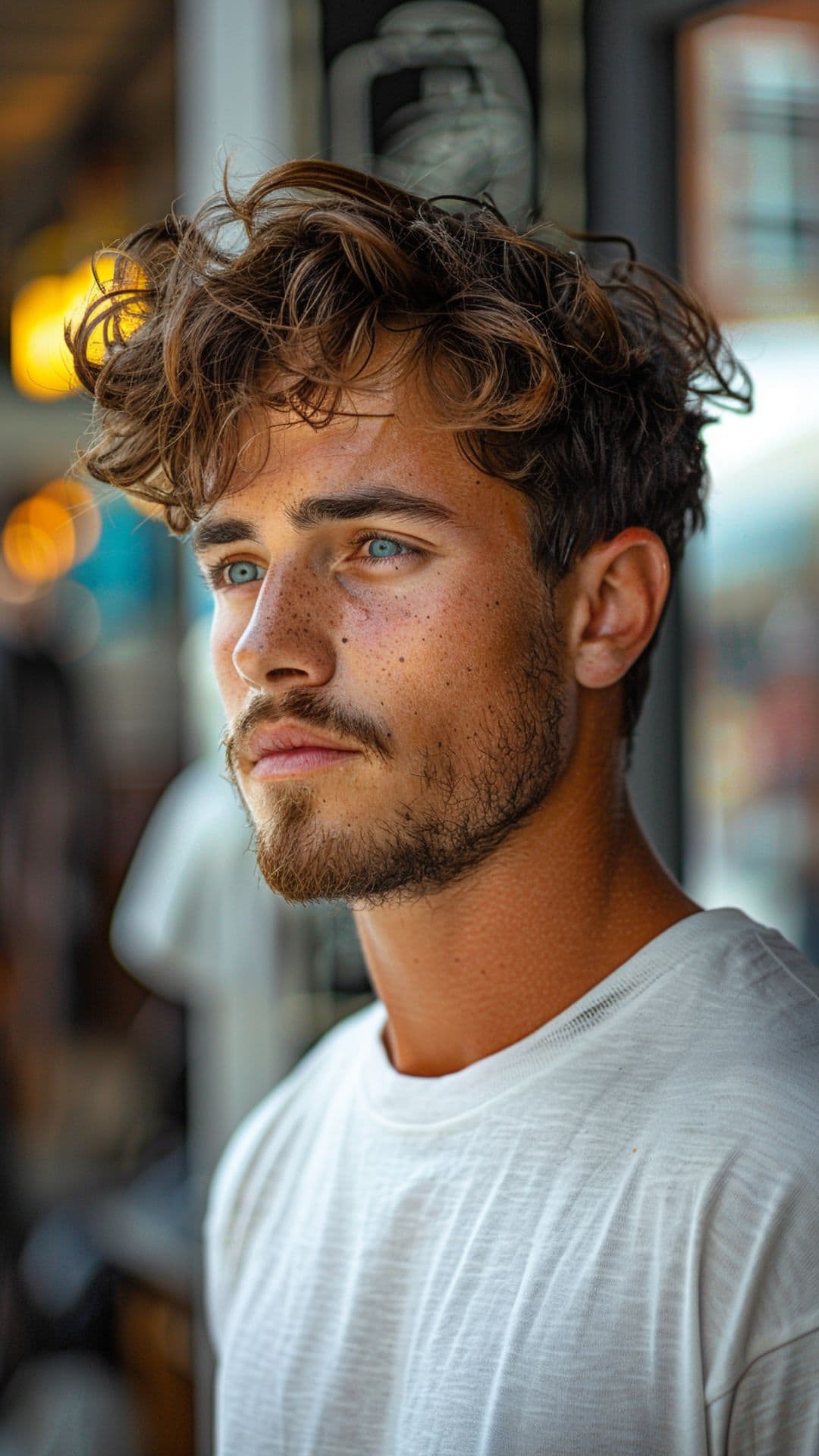 A man modelling a short and messy hair.