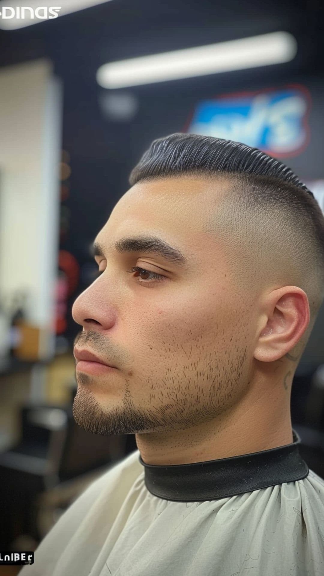 A man modelling a high and tight hair.