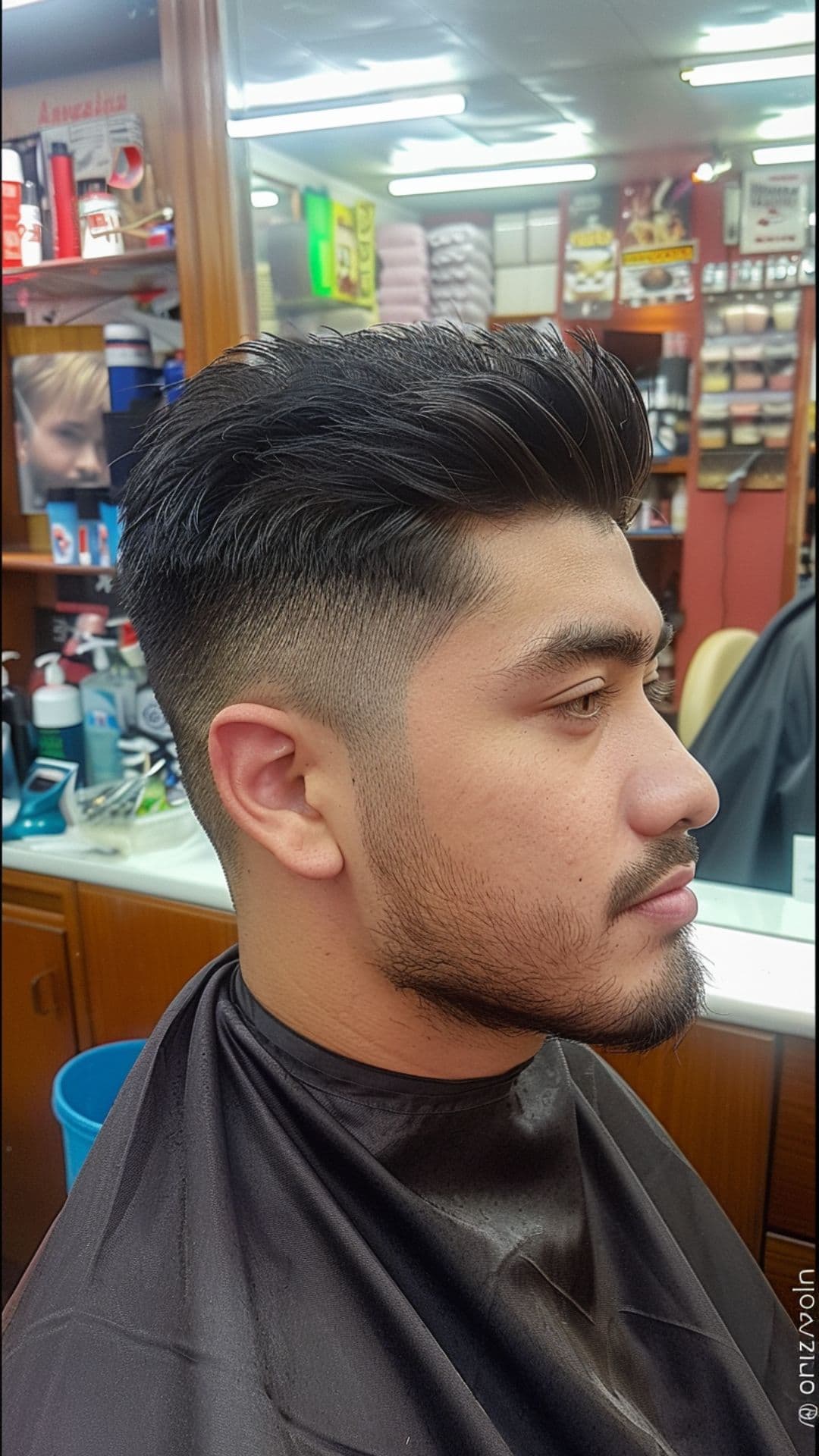 A man modelling an ivy league haircut.