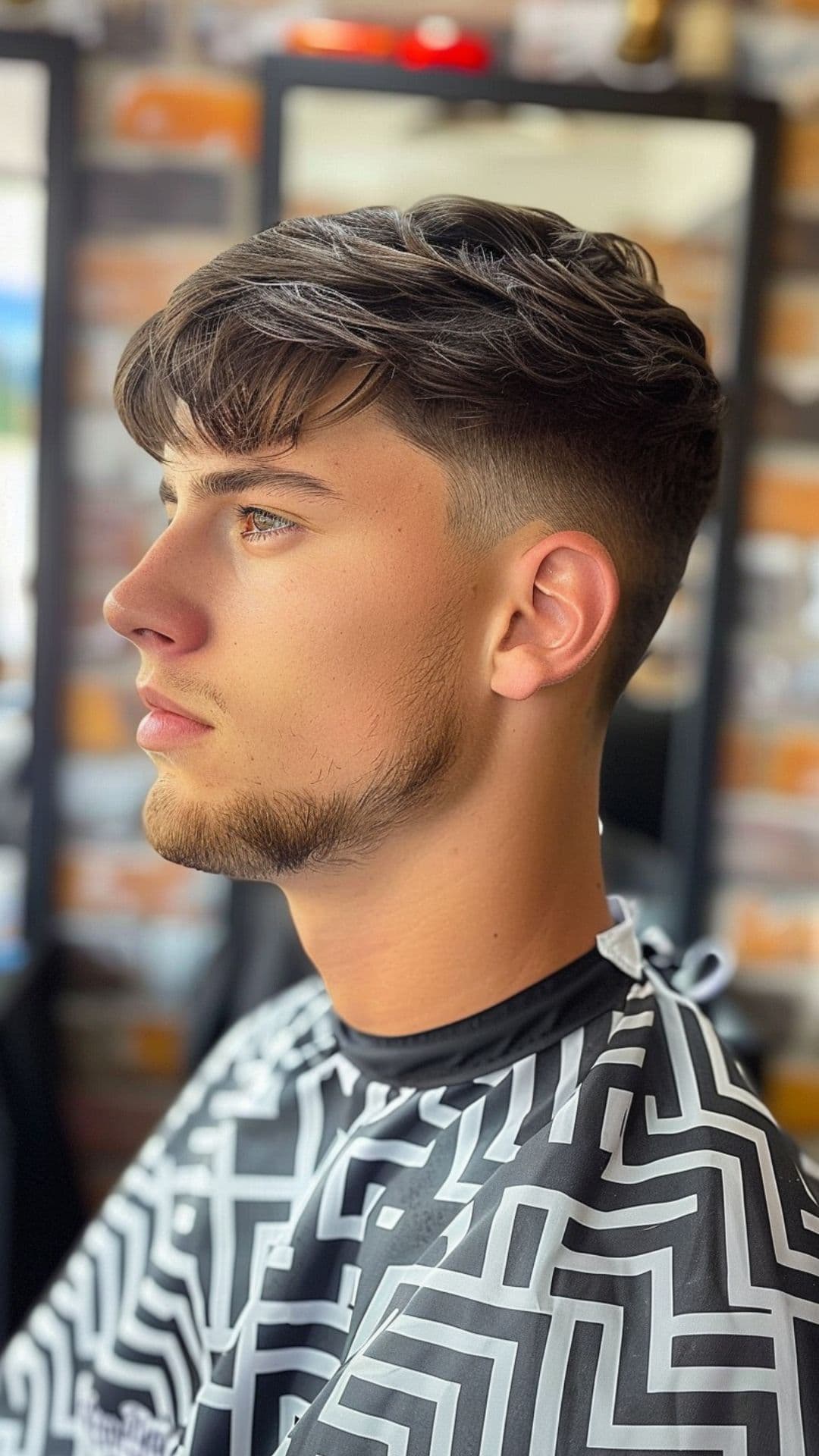 A man modelling a fringe hairstyle