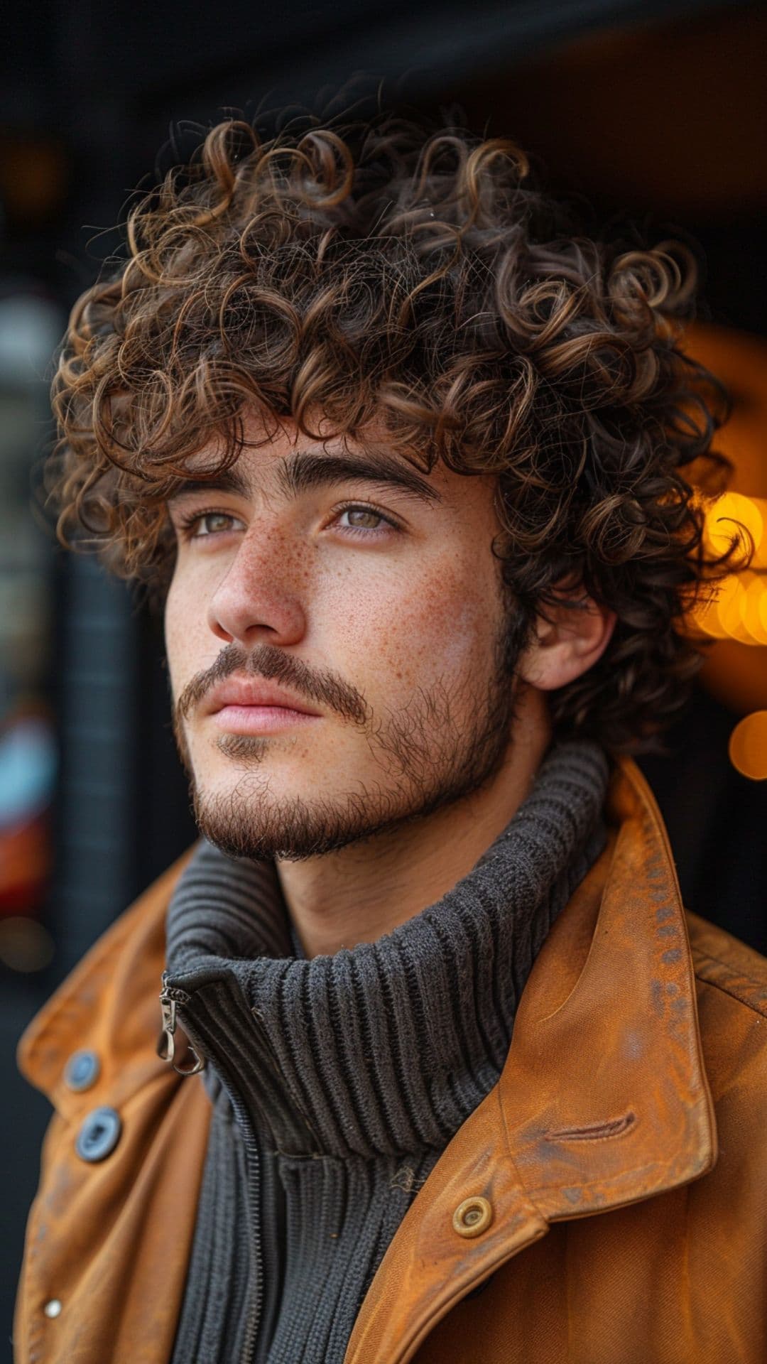 A man modelling a thick and curly hair.